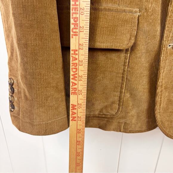 LL Bean Blazer Mens 40R Camel Corduroy Flannel Plaid Lined Button Up Jacket - Picture 4 of 13